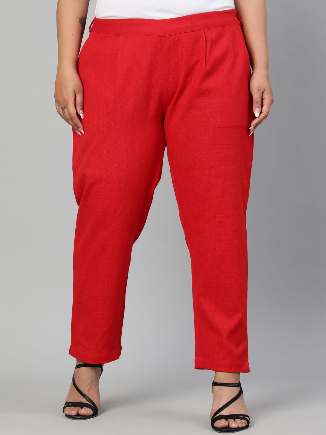 Shop Red Ethnic Wear Cotton Slub Pants