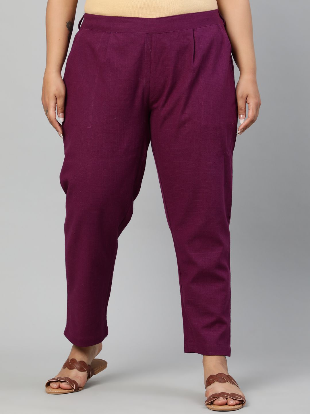 Buy Purple Ethnic Wear Cotton Slub Pants