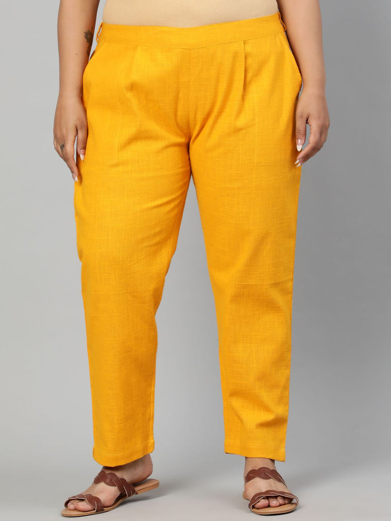Shop Mustard Ethnic Wear Cotton Slub Pants